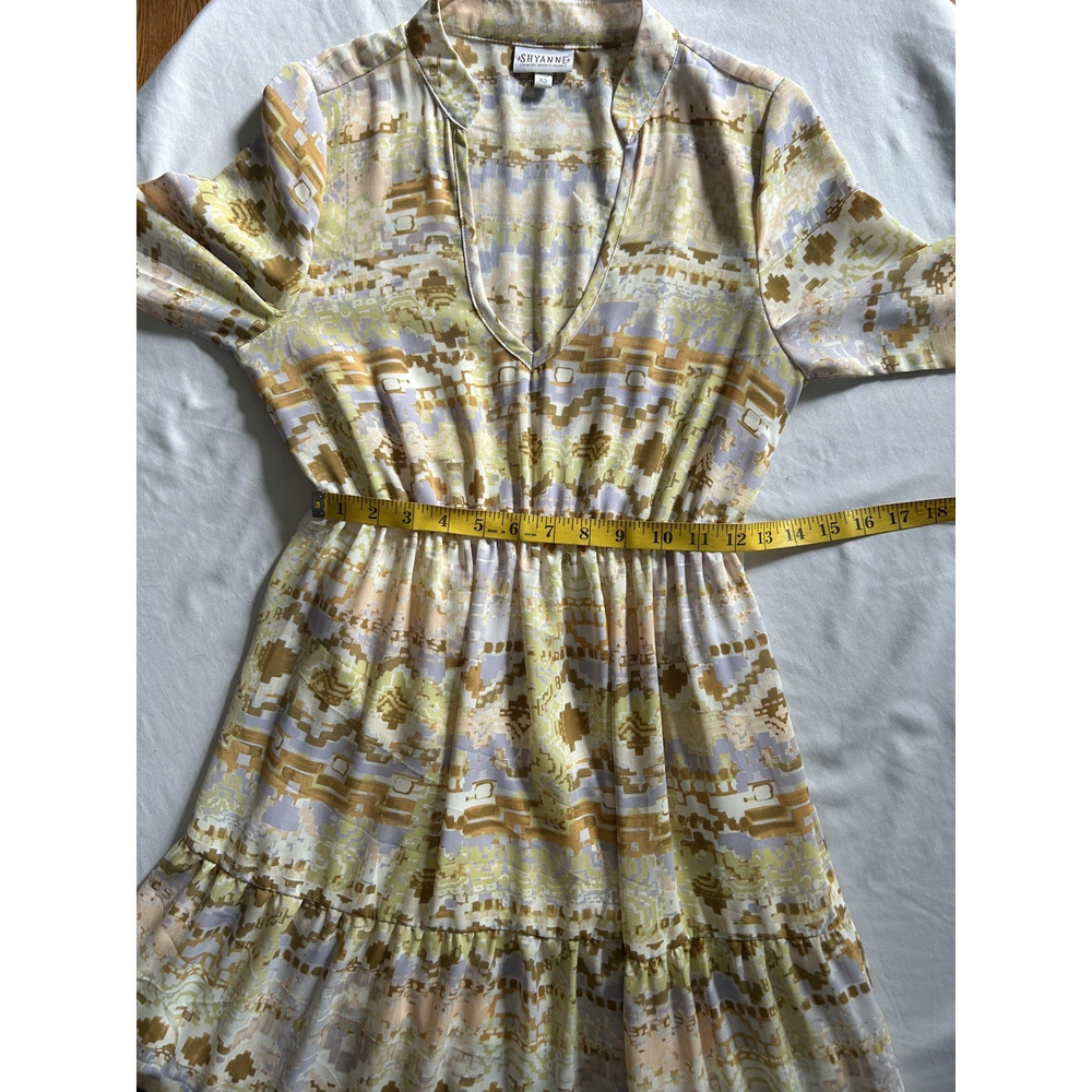 Shyanne Watercolor Southwestern Chiffon Maxi Dress Womens Size XS Tan Cowgirl - Picture 7 of 9